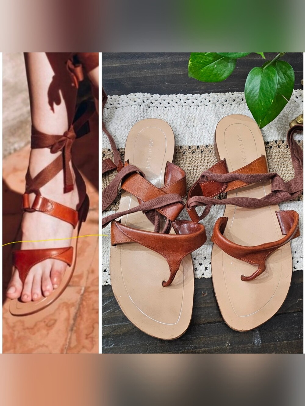 Women's Sarah Flint strappy gladiator style summer brown leather sandal